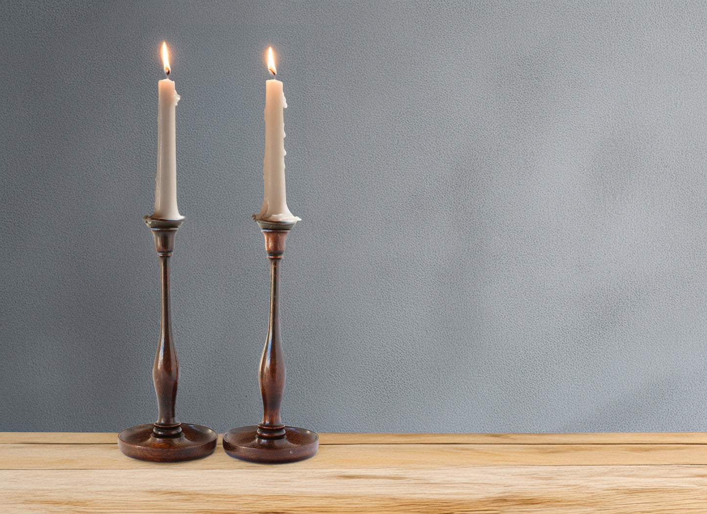 Late 1800s Hand-Turned Candlesticks