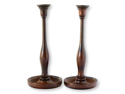 Late 1800s Hand-Turned Candlesticks