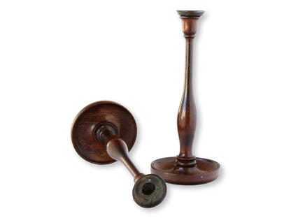 Late 1800s Hand-Turned Candlesticks