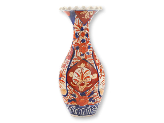 Japanese Imari Ruffle Top Vase
