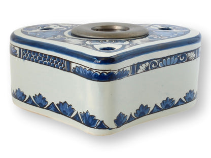 Hand-Painted Delft Heart Shaped Inkwell
