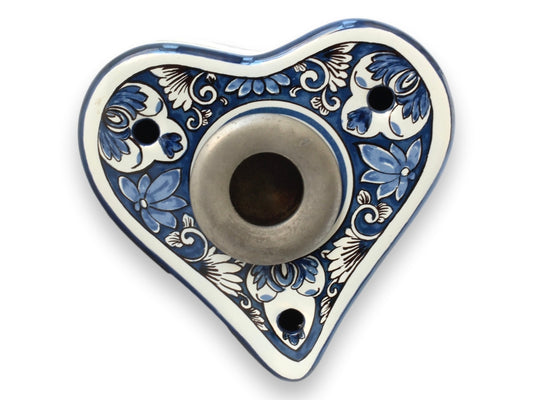 Hand-Painted Delft Heart Shaped Inkwell
