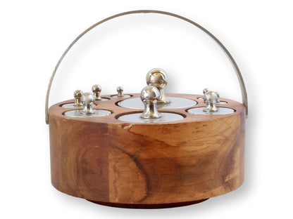 Vintage Scale Weight Set in Wood Rack