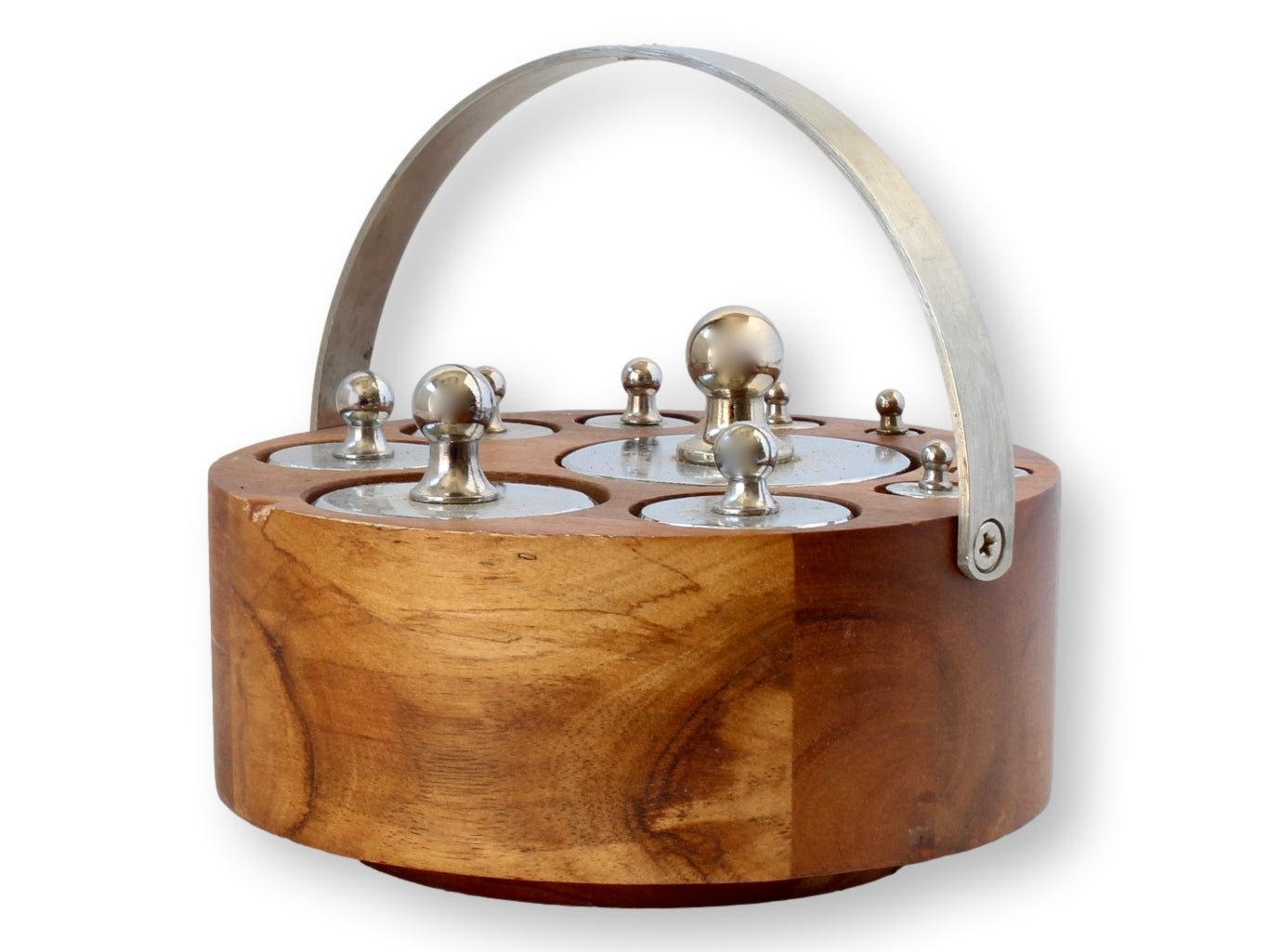 Vintage Scale Weight Set in Wood Rack