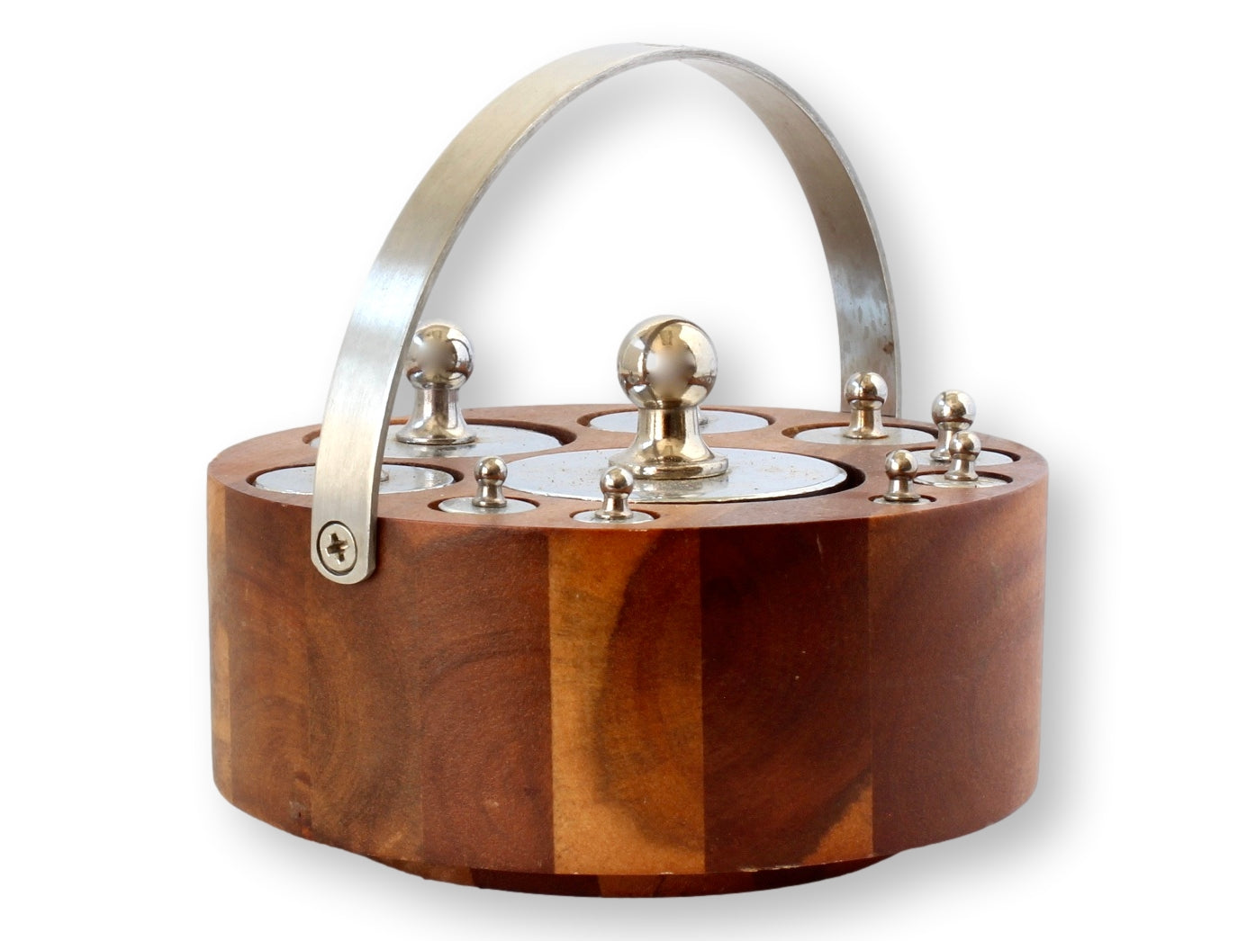 Vintage Scale Weight Set in Wood Rack