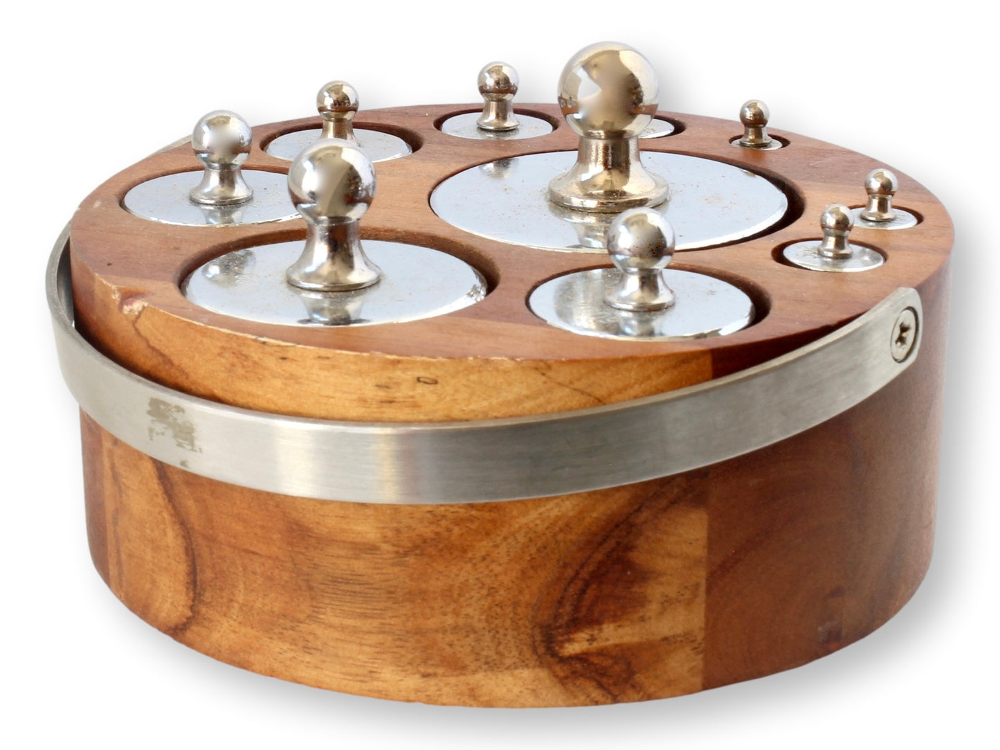 Vintage Scale Weight Set in Wood Rack