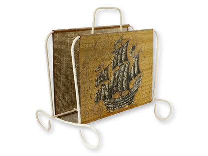 Midcentury Clipper Ship Magazine Holder