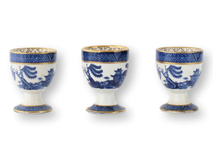 English Willow Pattern Egg Cups, S/3