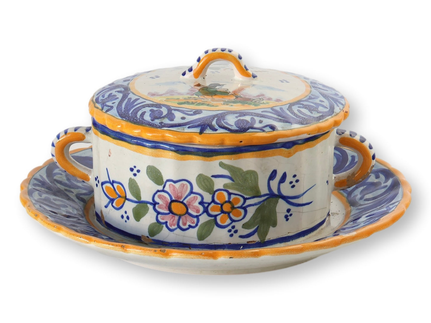 French Quimper Faience Butter Dish