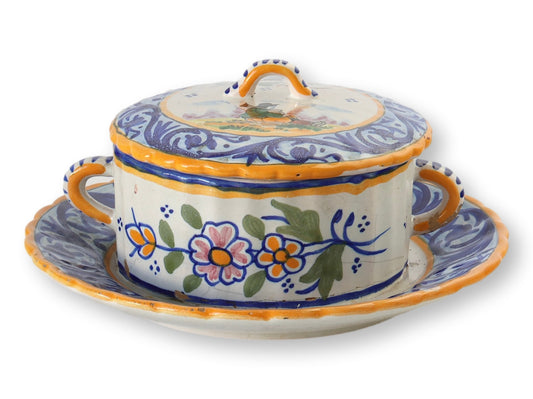French Quimper Faience Butter Dish