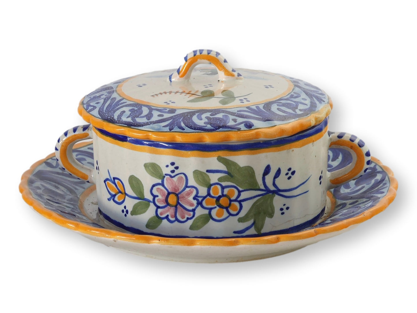 French Quimper Faience Butter Dish