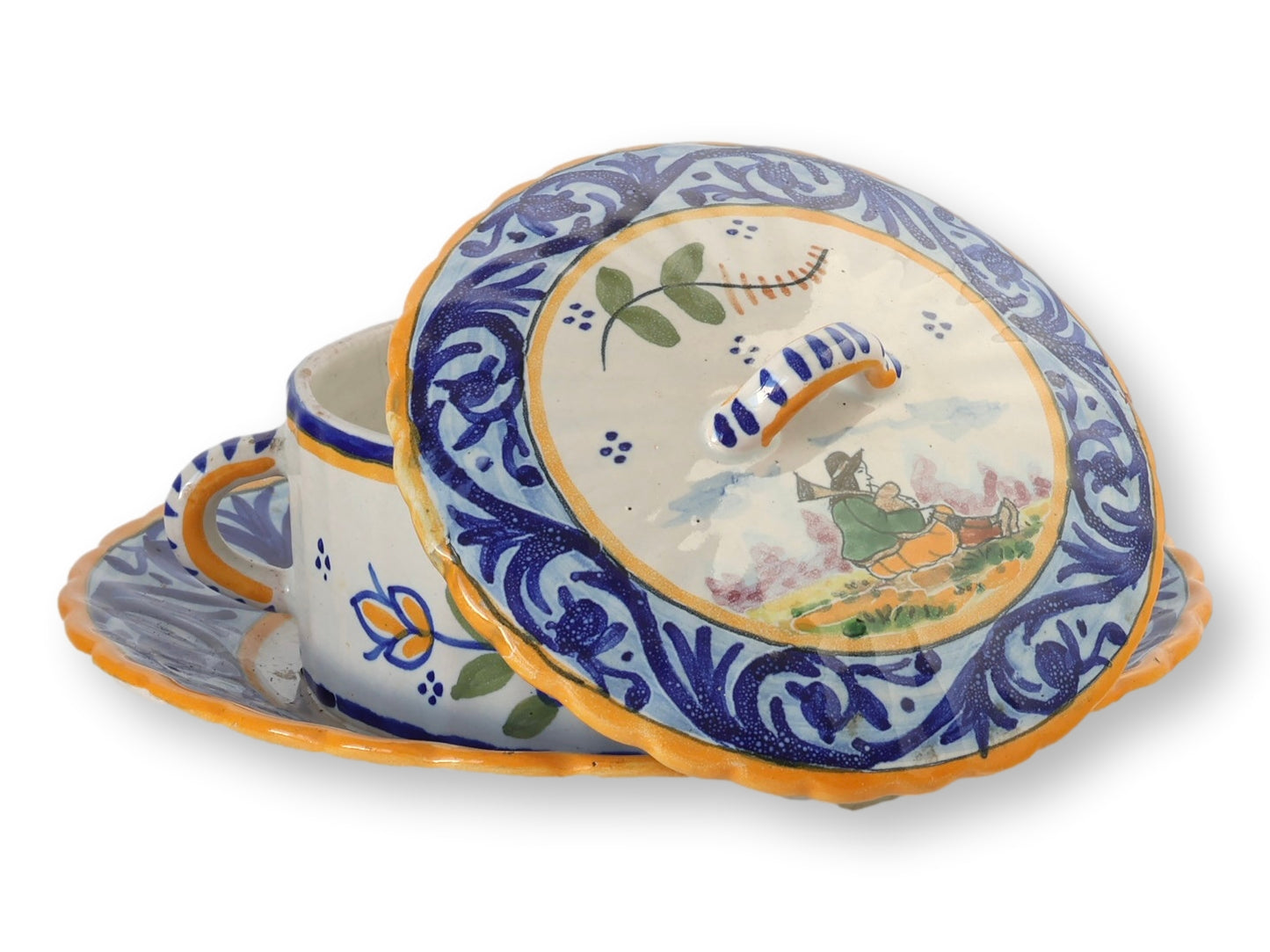 French Quimper Faience Butter Dish
