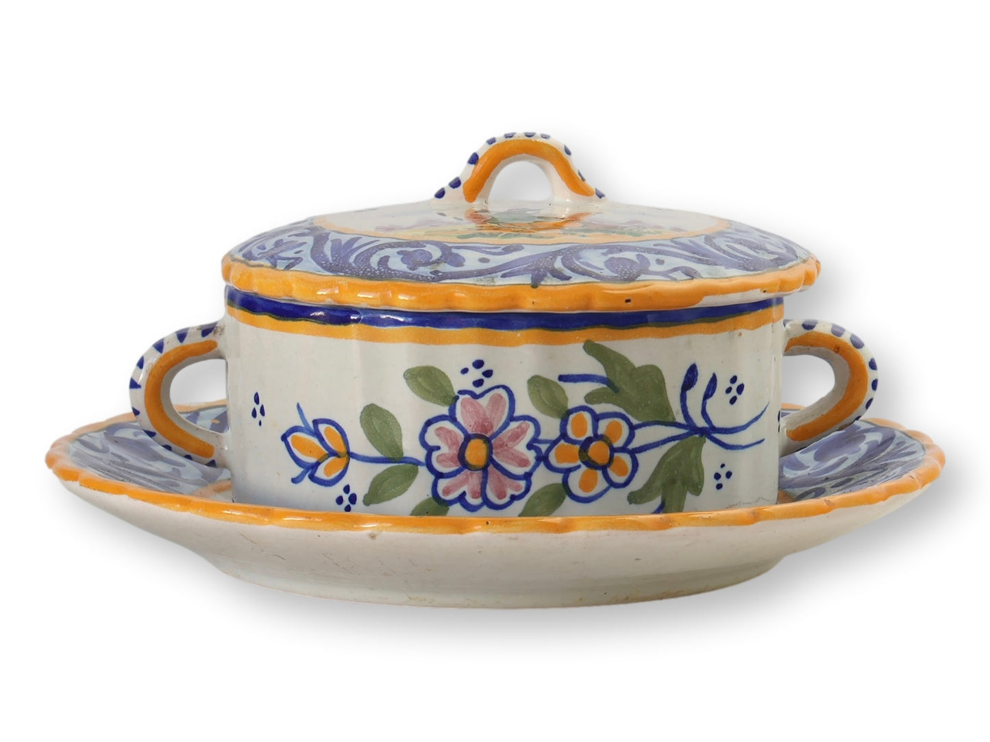 French Quimper Faience Butter Dish