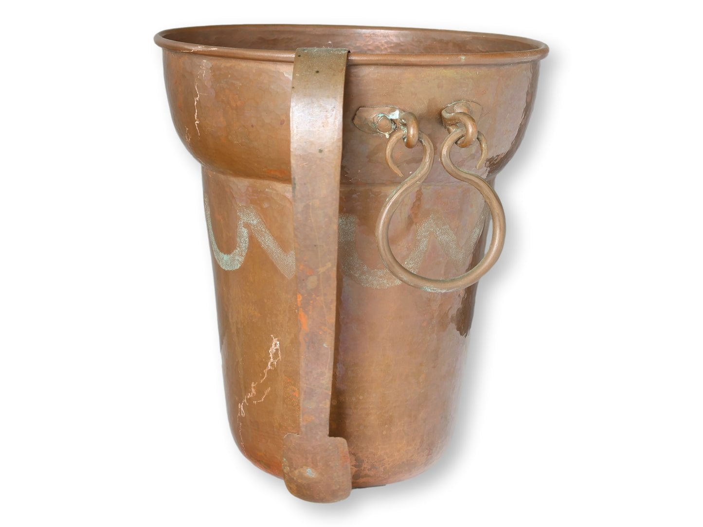 Vintage Hammered Copper Ice Bucket w/Tongs