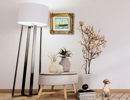 Vintage Folk Art Clipper Ship Watercolor