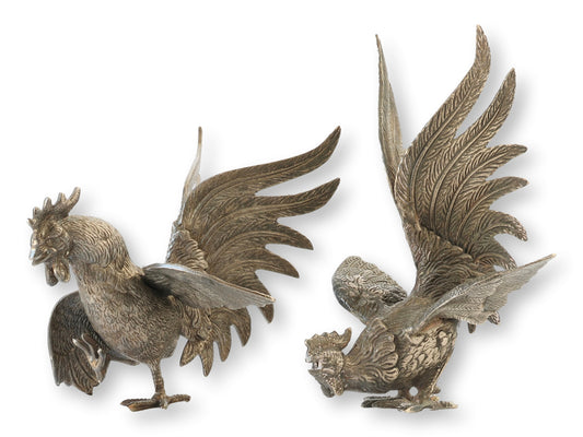 French Fighting Bird Table Ornaments, S/2