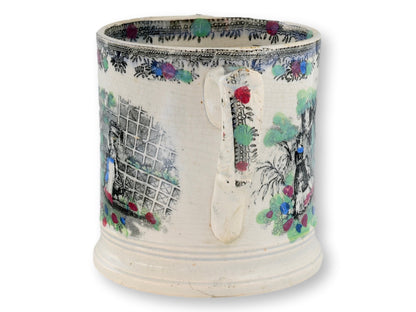 1840s English Staffordshire Transferware Frog Mug