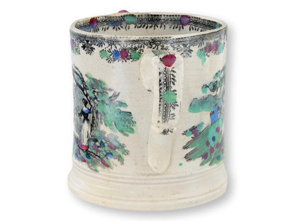 1840s English Staffordshire Transferware Frog Mug