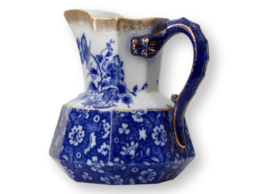 Antique English Flow Blue Water Pitcher