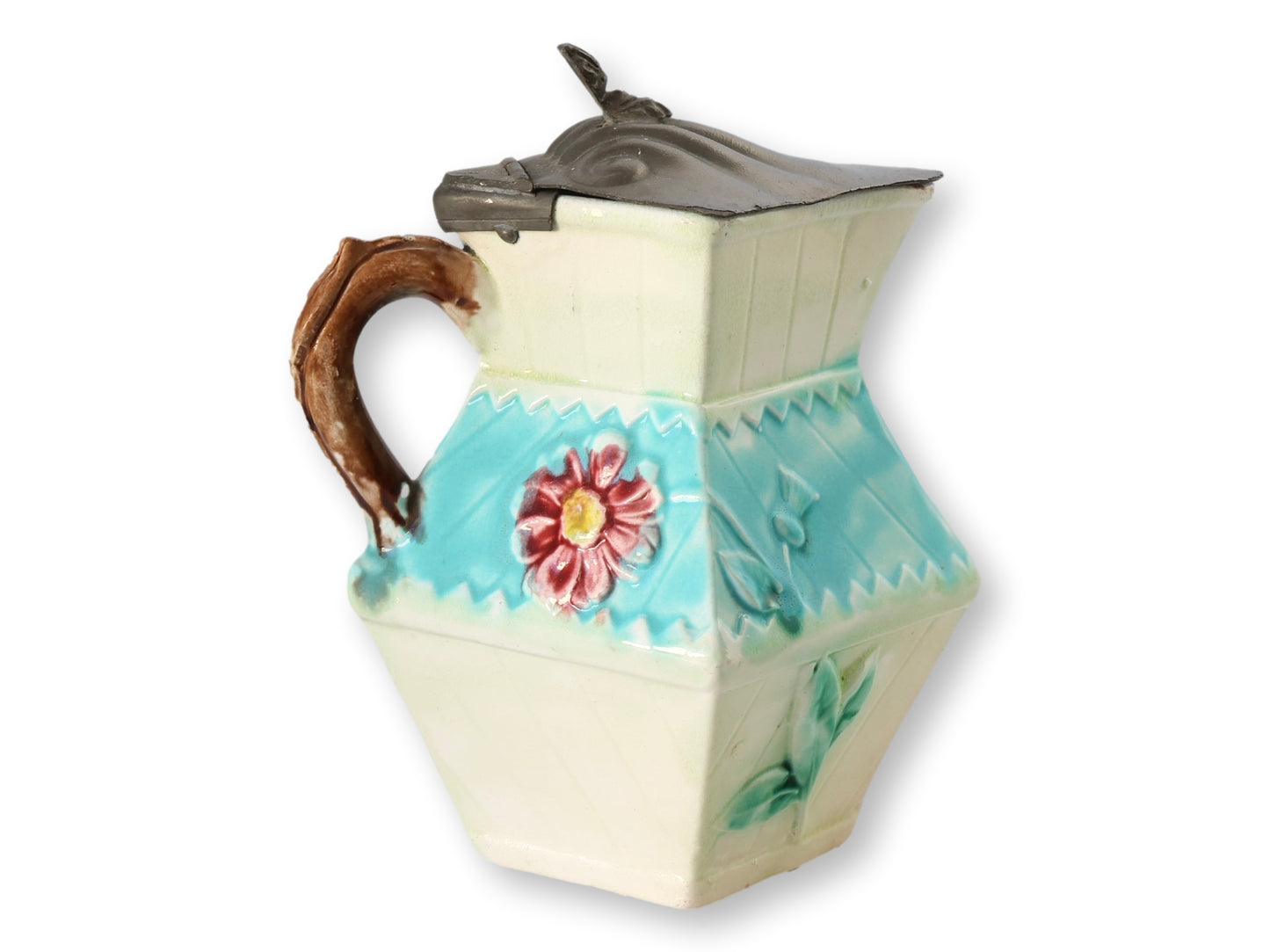 Antique English Majolica Syrup Pitcher