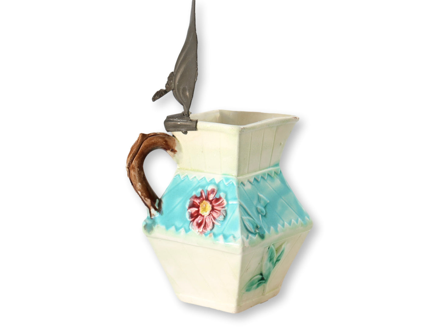 Antique English Majolica Syrup Pitcher