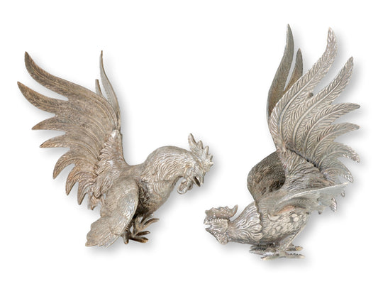 French Fighting Bird Table Ornaments Set of 2