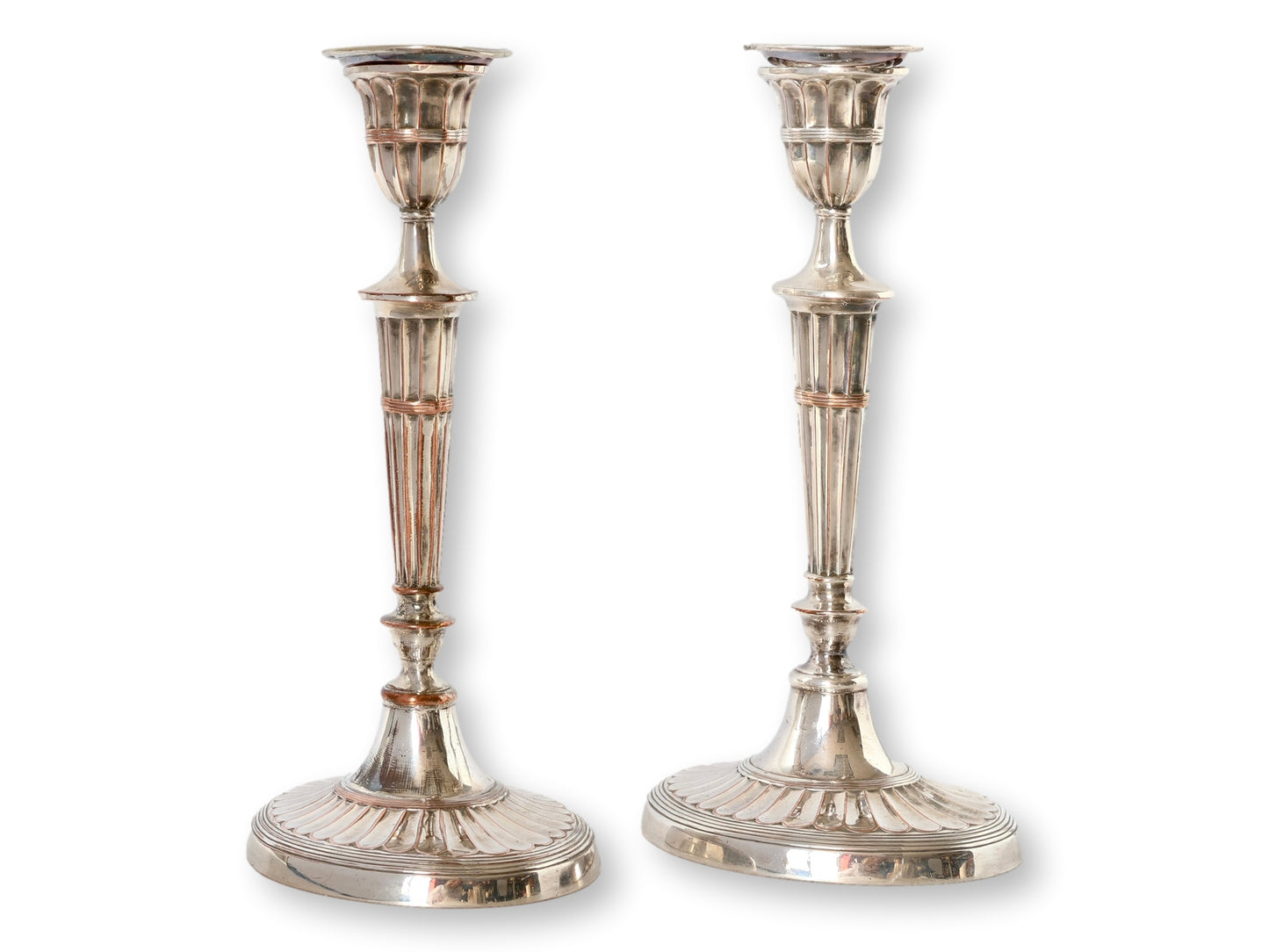 Georgian Silver-Plate Candlesticks, Pair