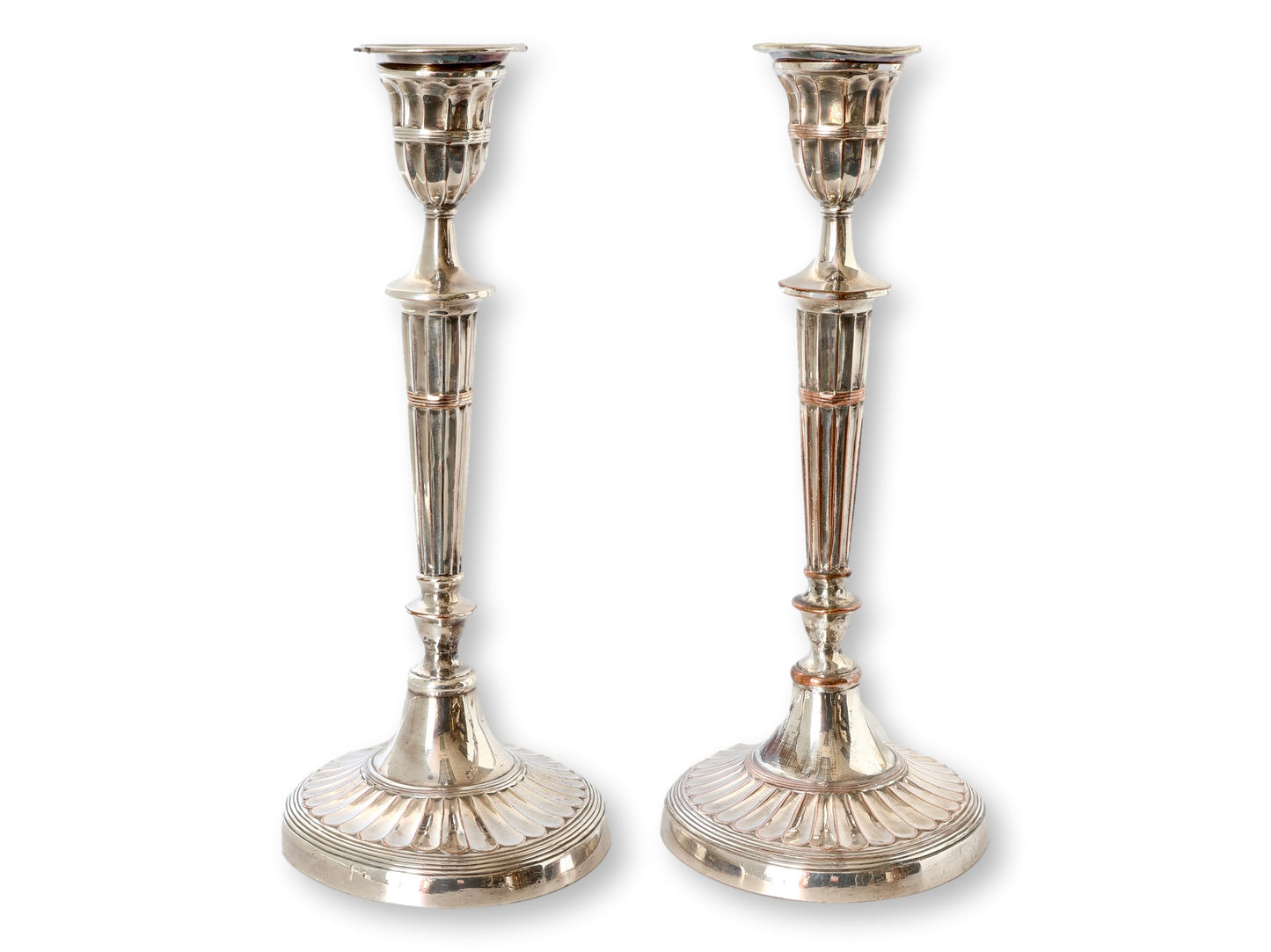 Georgian Silver-Plate Candlesticks, Pair
