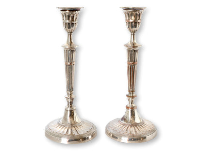 Georgian Silver-Plate Candlesticks, Pair