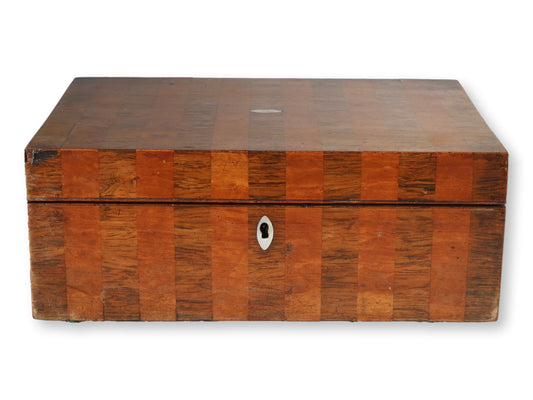 19th-C. English Inlaid Oak Storage Box