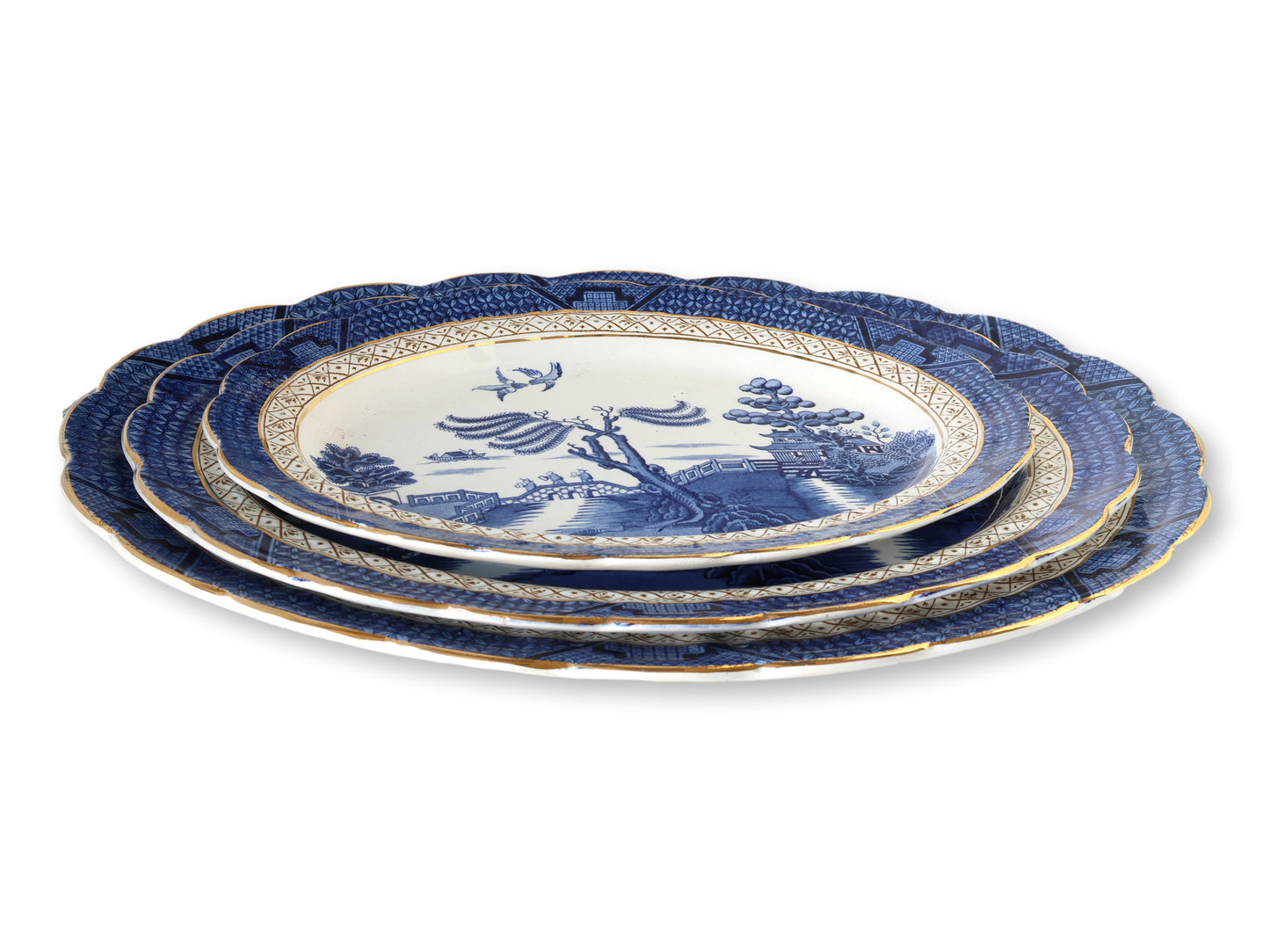 Set of 3 Vintage English Willow Serving Platters
