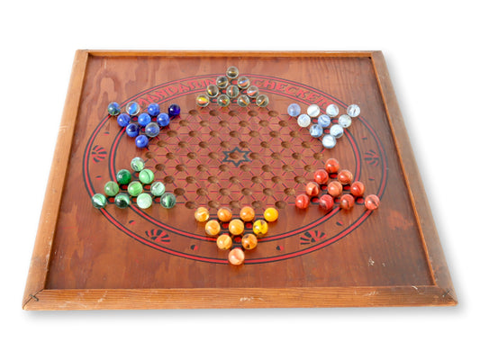 Americana Mandarin Checkers Game Board w/Marbles