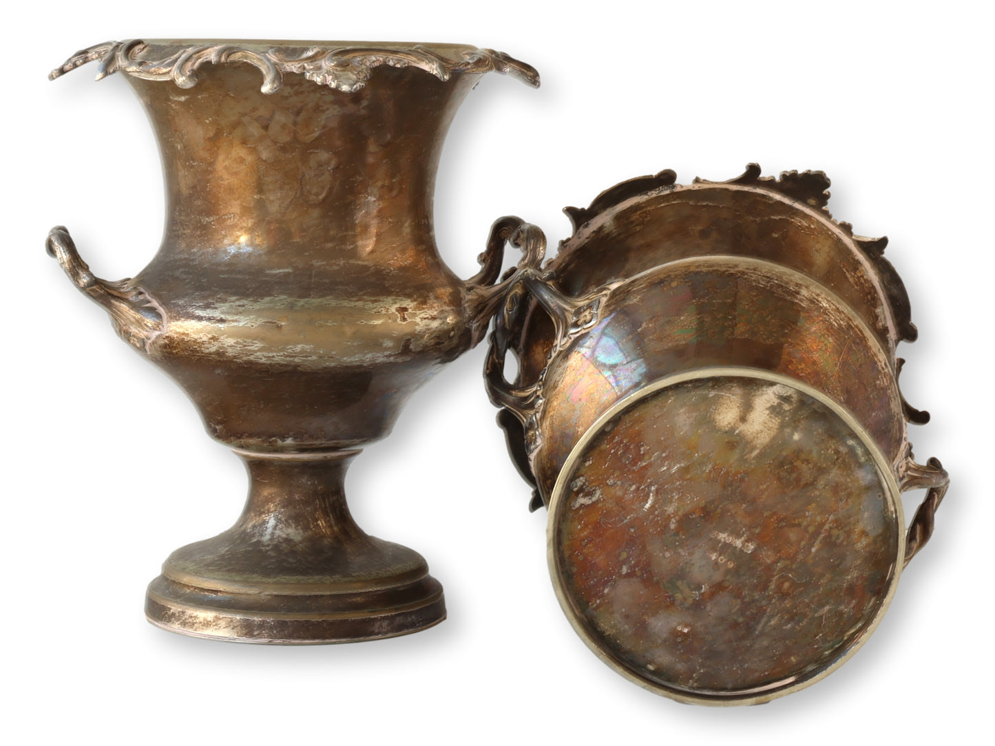 Antique Champagne Buckets w/ Family Crest, Pair