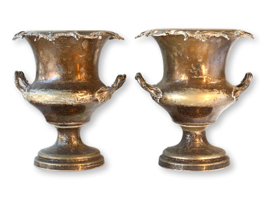 Antique Champagne Buckets w/ Family Crest, Pair