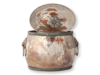 C.1820 Georgian Sheffield Silver-Plate Tea Caddy w/ Lion Knockers