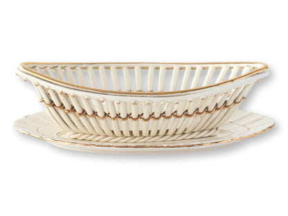 Vintage Creamware Basket & Tray