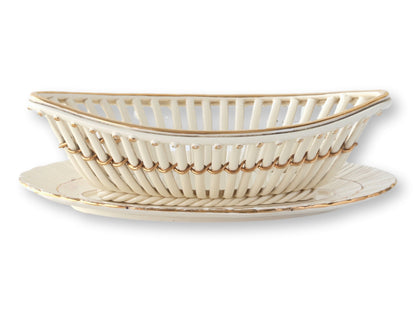 Vintage Creamware Basket & Tray