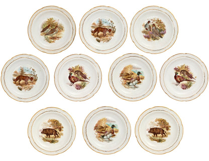 Set of 10 French Wildlife Scene Dinner Bowls