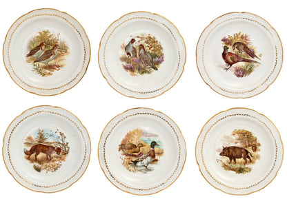 Set of 10 French Wildlife Scene Dinner Bowls
