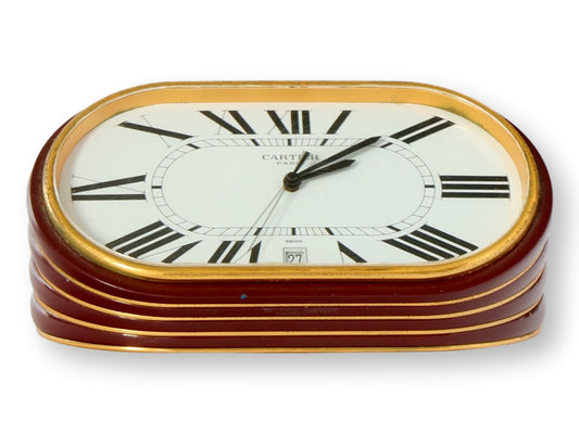 Vintage Cartier Accordion Enameled Desk Clock