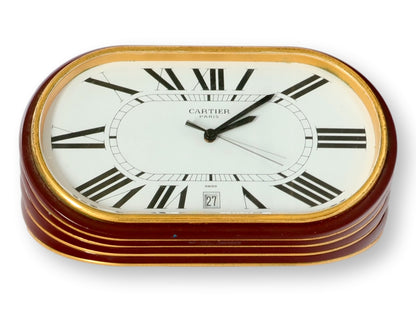 Vintage Cartier Accordion Enameled Desk Clock