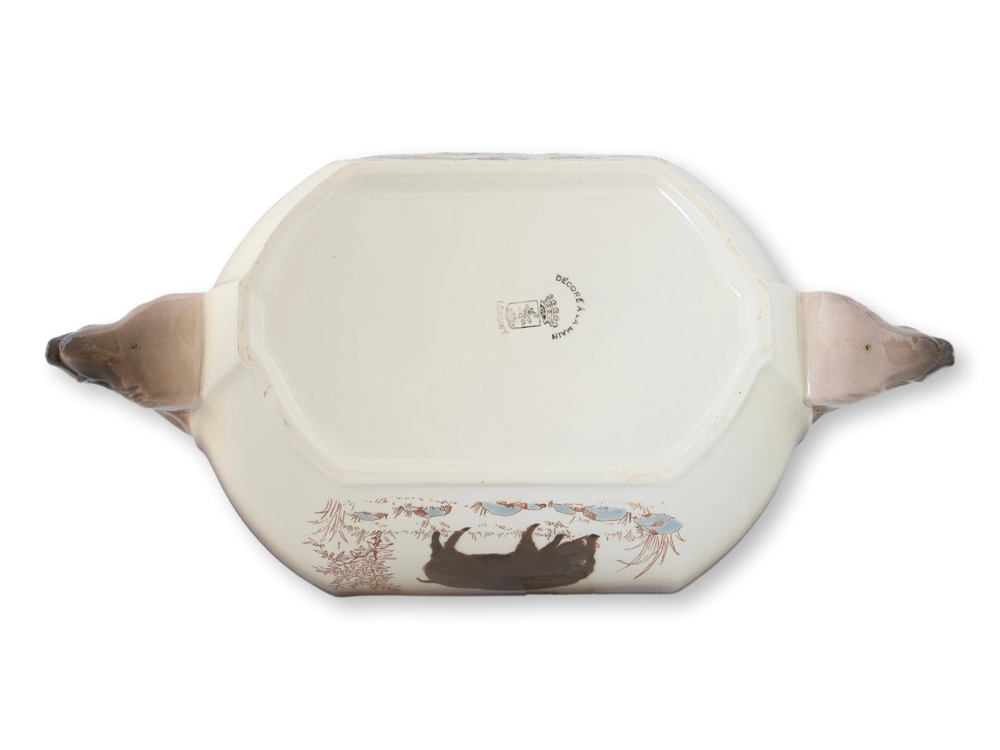 Antique Longwy Hand-Painted Wild Game Faience Dinner Set w/ Boar & Elk