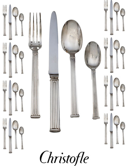 Vintage Christofle Triade Pattern Flatware, Service for 8