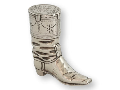 Antique Boot Match Safe  "WH" Monogram