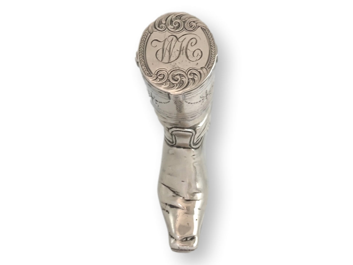 Antique Boot Match Safe  "WH" Monogram
