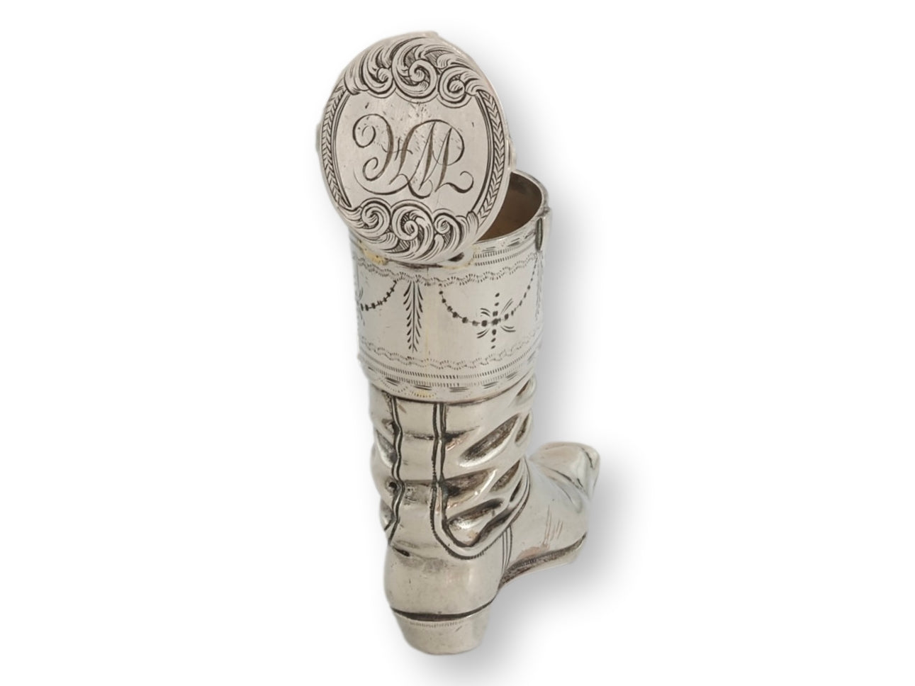 Antique Boot Match Safe  "WH" Monogram