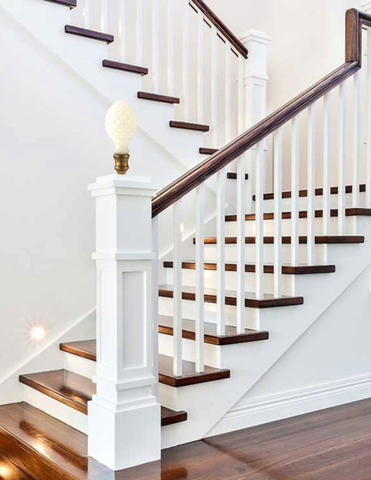 Antique Milk Glass Newel Post Finials,Pr