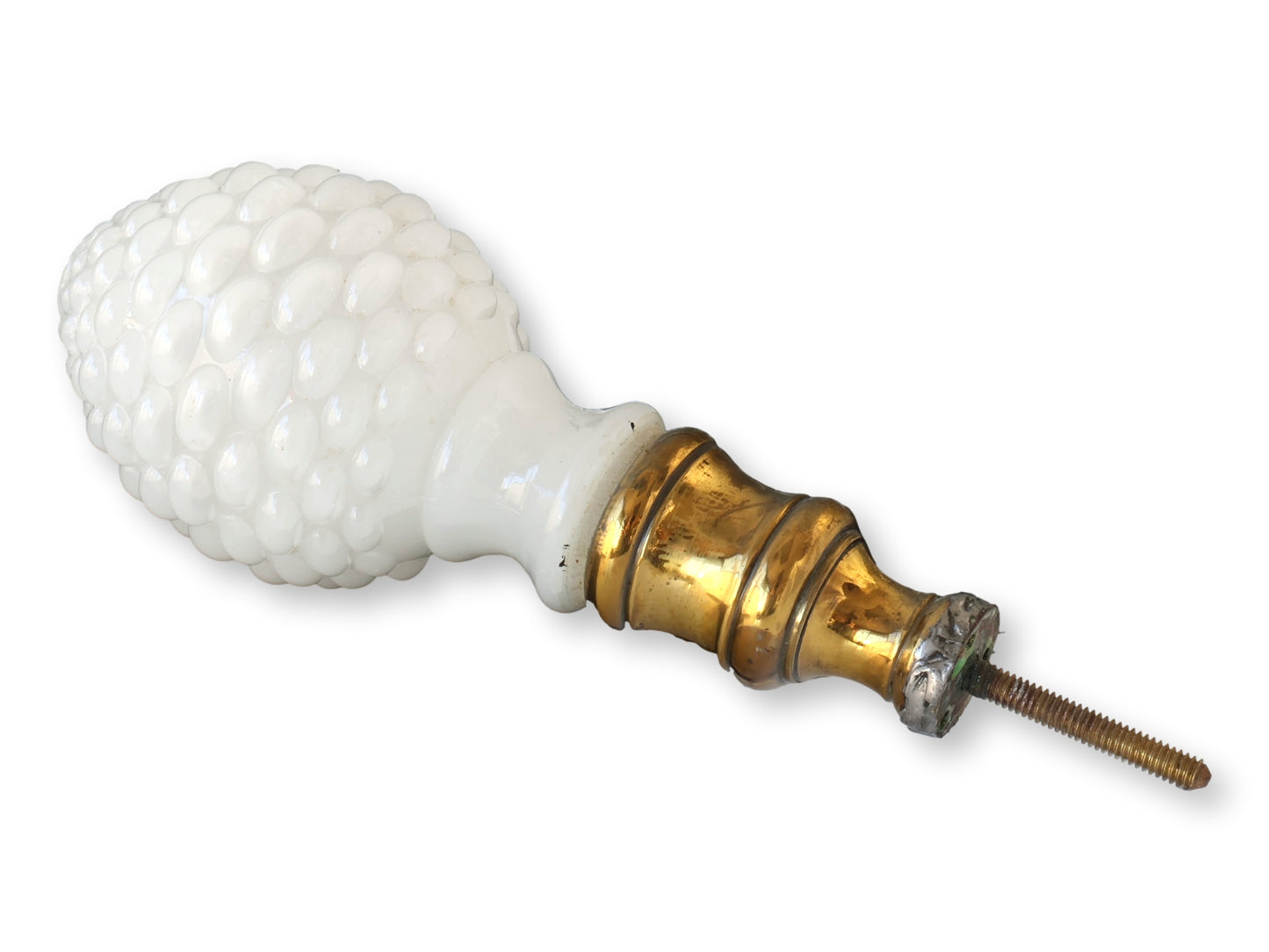 Antique Milk Glass Newel Post Finials,Pr