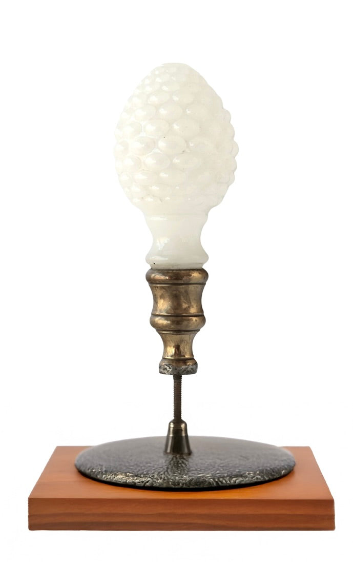 Antique Milk Glass Newel Post Finials,Pr