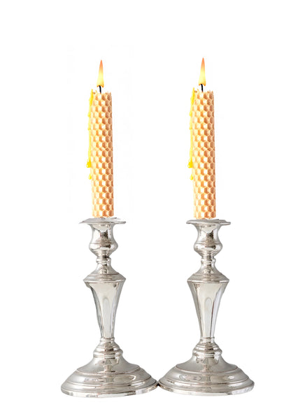 Heavy English Silver-Plate Candlesticks